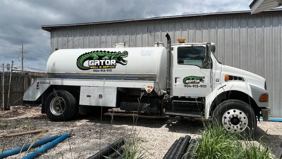 The Gator Well & Septic pump truck on a job in Northeast Florida.